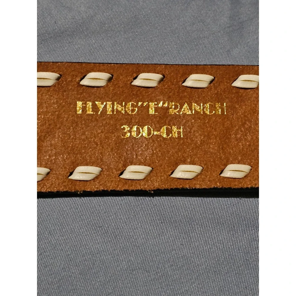 Vintage‎ Flying E Ranch Tooled Leather Belt Floral Western Cowboy Press 36